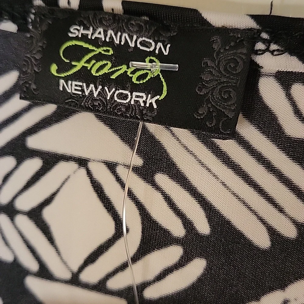Shannon Ford New York Blouse Black White XL New Short Sleeve